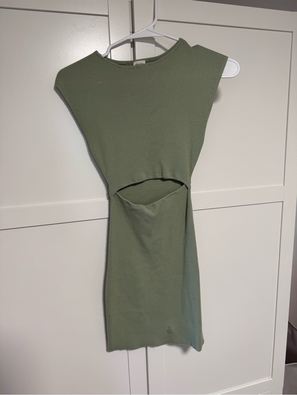 Wilfred Olive Green Ribbed Cutout Mini Dress